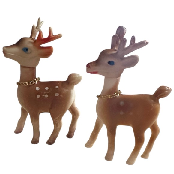 Vintage Christmas Figurine Japan Reindeer 
Blue Eyes, Soft Plastic, Swivel Head - Picture 2 of 11